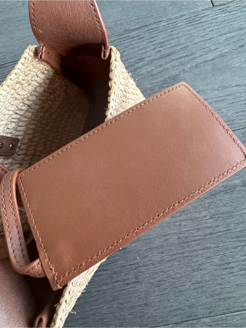 Saint Laurent Baby Le 5 A 7 Shoulder Bag in raffia and leather - Picture 8 of 12